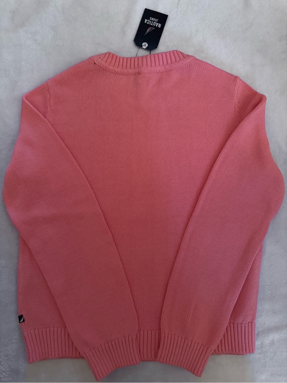 Nautica Pink Cable-Front Crewneck Sweater - Picture 4 of 8